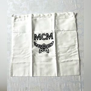 MCM Dust Cover Bag White with Black Logo drawstring 13.1/2” x 14” OK